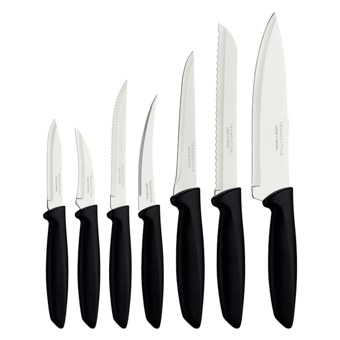 Conjunto de Facas Plenus 7 Pç Inox Cabos Polipropileno Tramontina Preto - Madel Home