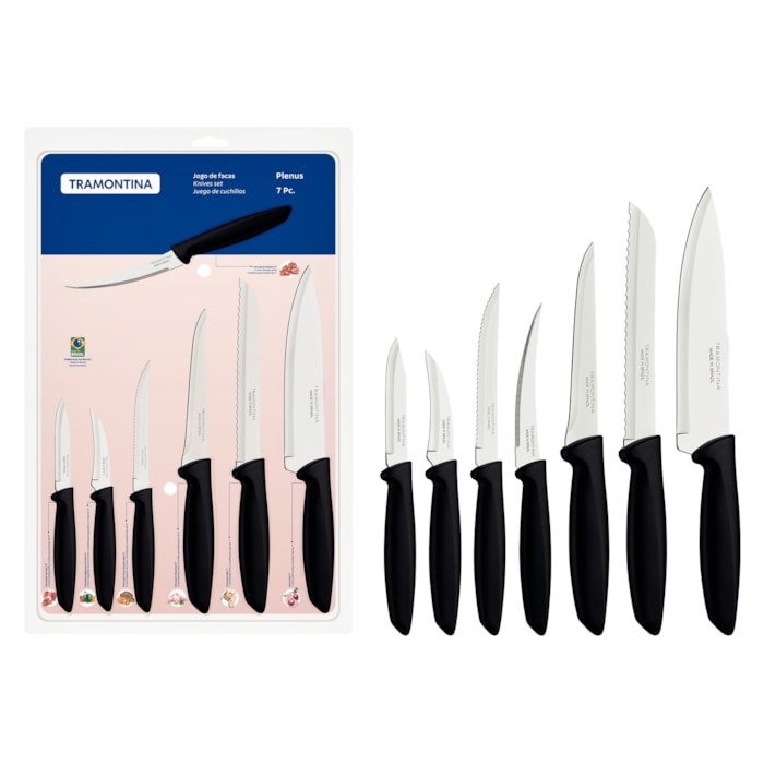 Conjunto de Facas Plenus 7 Pç Inox Cabos Polipropileno Tramontina Preto - Madel Home