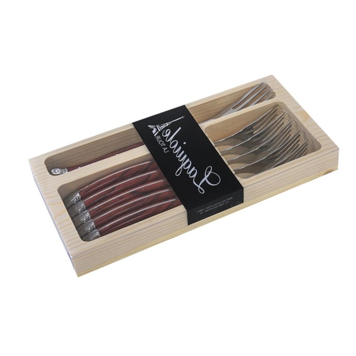 Conjunto de Garfos em Inox Madeira Laguiole La Tour - 6 Peças - Madel Home