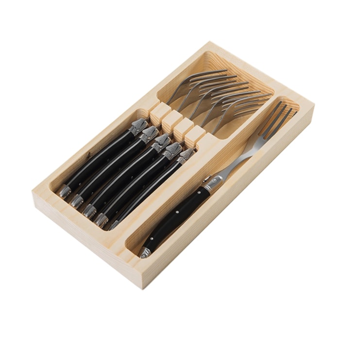 Conjunto de Garfos em Inox Preto Laguiole La Tour - 6 Peças - Madel Home
