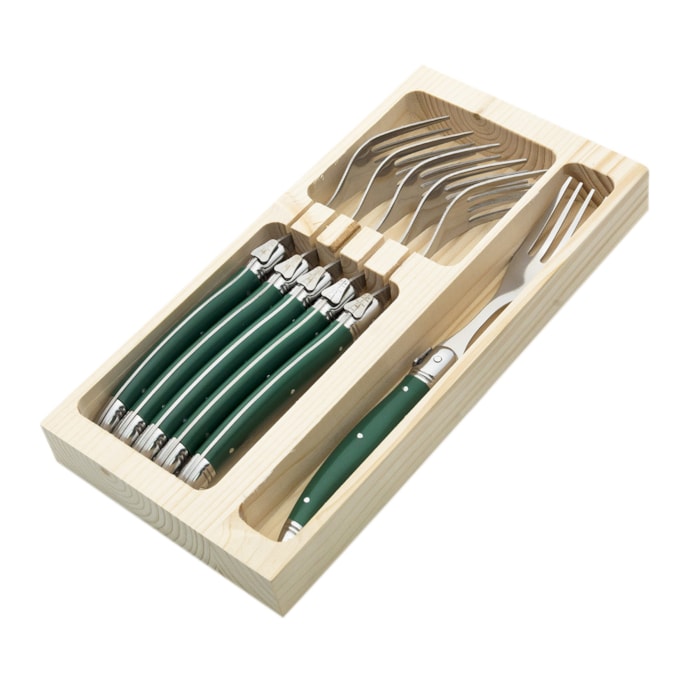 Conjunto de Garfos em Inox Verde Laguiole La Tour - 6 Peças - Madel Home