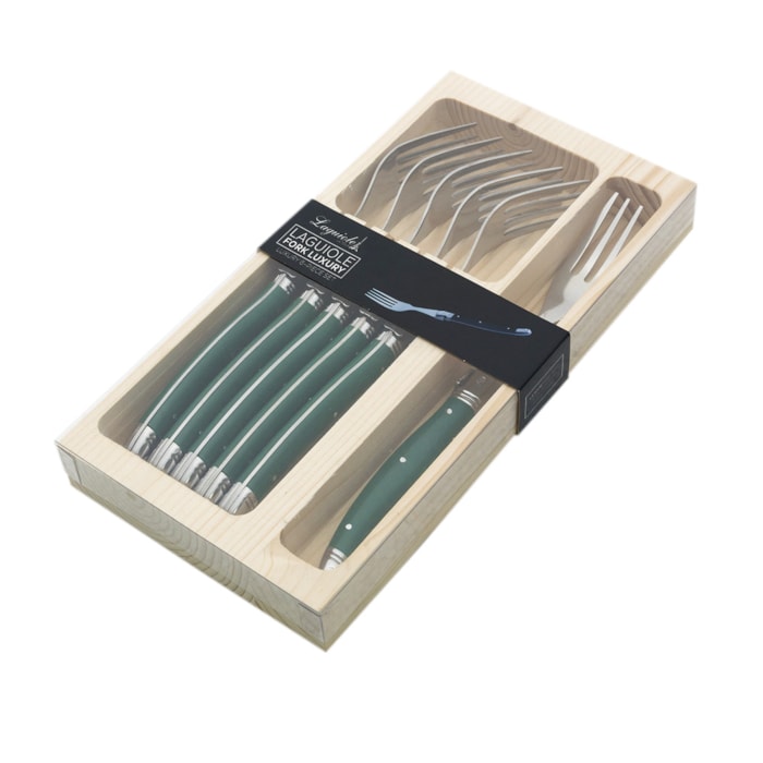 Conjunto de Garfos em Inox Verde Laguiole La Tour - 6 Peças - Madel Home