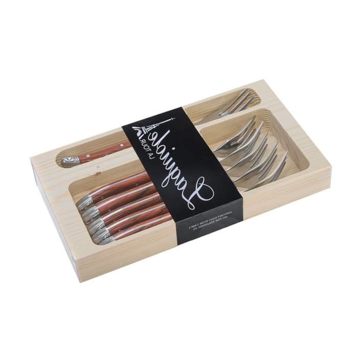 Conjunto de Garfos Sobremesa em Inox Madeira Laguiole La Tour - 6 Peças - Madel Home