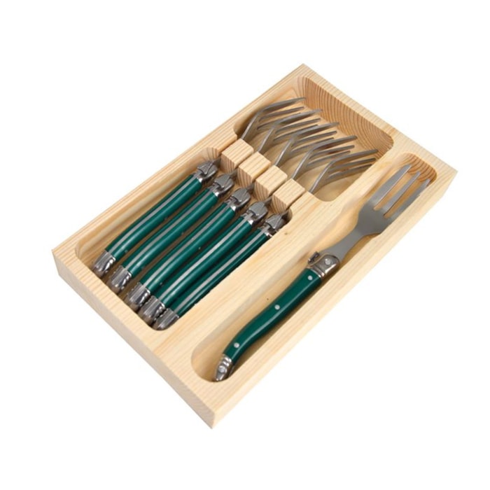 Conjunto de Garfos Sobremesa em Inox Verde Laguiole La Tour - 6 Peças - Madel Home