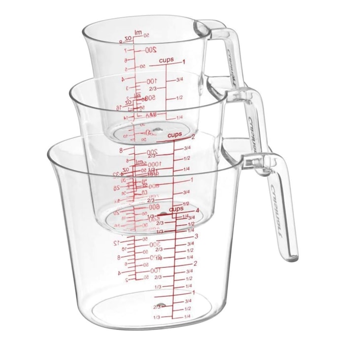 Conjunto de Jarras Medidoras com Alça em Plástico Cuisinart - 3 Peças - Madel Home