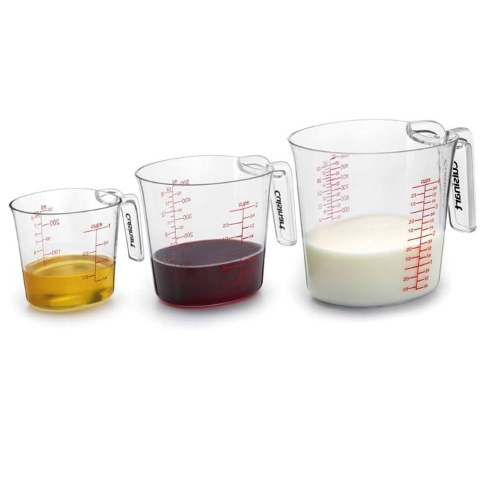 Conjunto de Jarras Medidoras com Alça em Plástico Cuisinart - 3 Peças - Madel Home