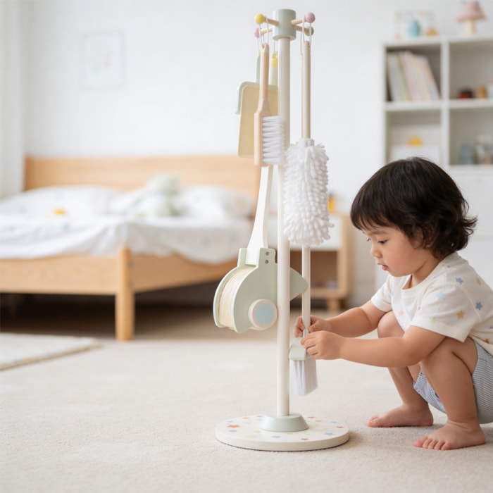 Conjunto de Limpeza Infantil em Madeira - Brinquedo 6 Peças - Madel Home