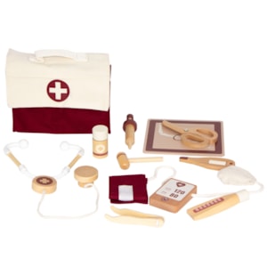 Conjunto de Médico Infantil em Madeira - Brinquedo 11 Peças