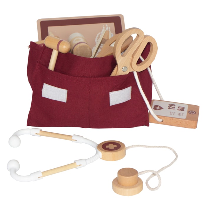 Conjunto de Médico Infantil em Madeira - Brinquedo 11 Peças - Madel Home