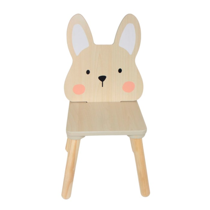 Conjunto de Mesa com 2 Cadeiras Infantil Urso e Coelho Madeira - Madel Home