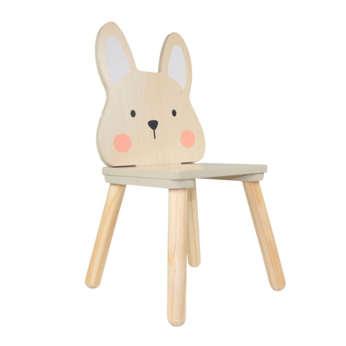 Conjunto de Mesa com 2 Cadeiras Infantil Urso e Coelho Madeira - Madel Home