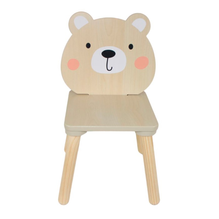 Conjunto de Mesa com 2 Cadeiras Infantil Urso e Coelho Madeira - Madel Home