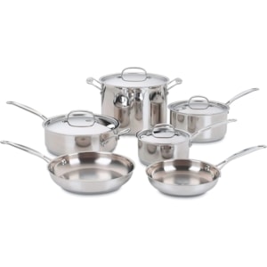 Conjunto de Panelas Aço Inox Chef's Classic Prata Cuisinart - 10 Peças