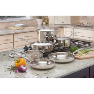 Conjunto de Panelas Aço Inox Chef's Classic Prata Cuisinart - 10 Peças