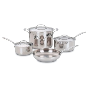 Conjunto de Panelas Aço Inox Chef's Classic  Preto Cuisinart - 7 Peças