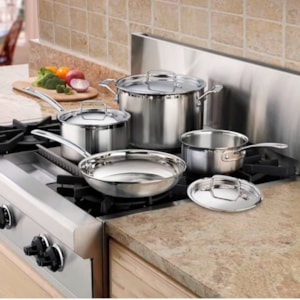 Conjunto de Panelas Aço Inox Multiclad Pro Prata Cuisinart - 7 Peças