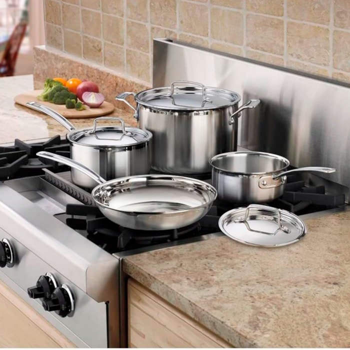 Conjunto de Panelas Aço Inox Multiclad Pro Prata Cuisinart - 7 Peças - Madel Home