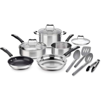 Conjunto de Panelas Aço Inox  Prata Cuisinart - 12 Peças