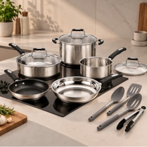 Conjunto de Panelas Aço Inox Stainless Steel Prata Cuisinart - 12 Peças