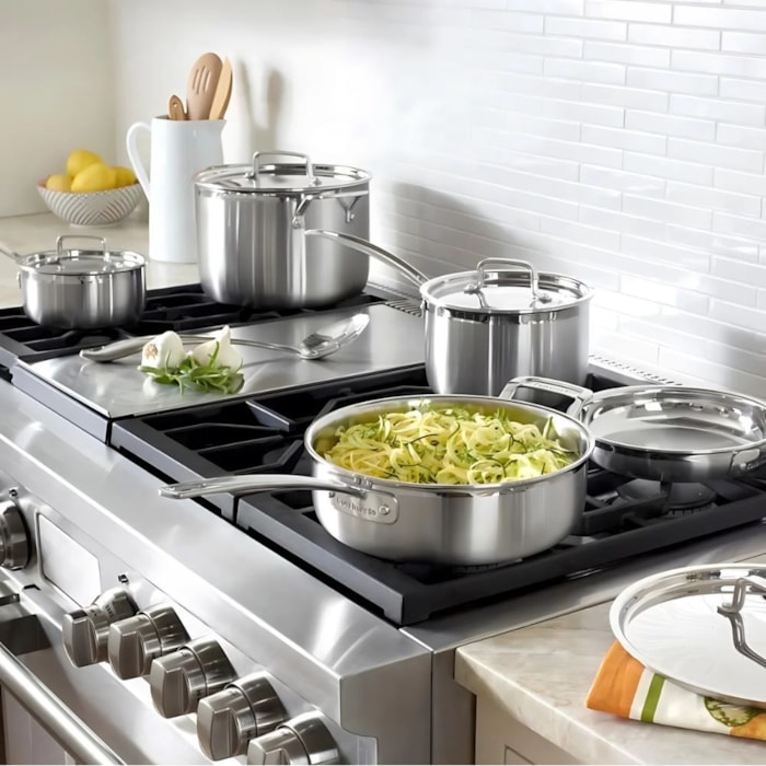 Conjunto de Panelas Aço Inox Prata Cuisinart - 12 Peças - Madel Home