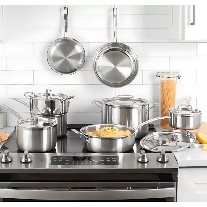 Conjunto de Panelas Aço Inox  Prata Cuisinart - 12 Peças - Madel Home