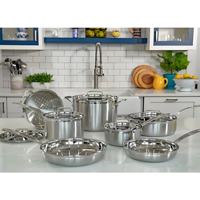 Conjunto de Panelas Aço Inox  Prata Cuisinart - 12 Peças - Madel Home