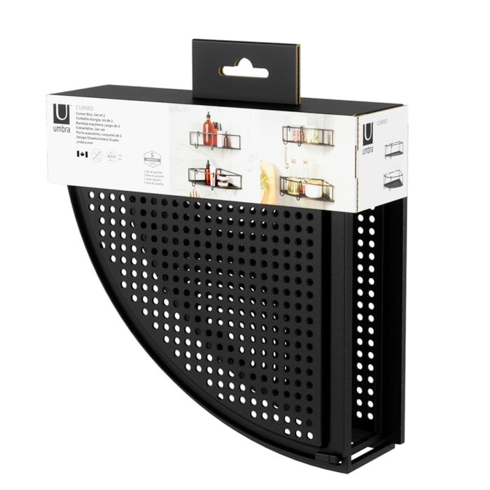 Conjunto de Prateleira Canto Cubiko 2 Fio Aço Umbra Preto - Madel Home