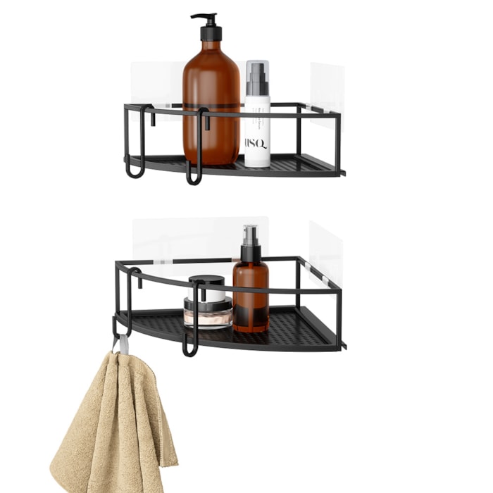 Conjunto de Prateleira Canto Cubiko 2 Fio Aço Umbra Preto - Madel Home