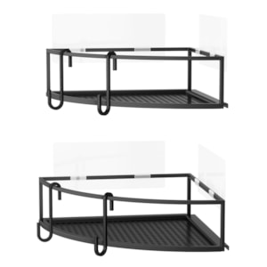 Conjunto de Prateleira Canto Cubiko 2 Fio Aço Umbra Preto