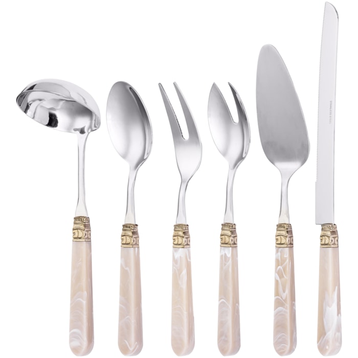 Conjunto de Utensílios de Cozinha Metal 6 Peças Bege - Madel Home