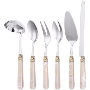 Conjunto de Utensílios de Cozinha Metal 6 Peças Bege