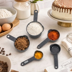 Conjunto de Xícaras Medidoras em Plástico Cinza Baker's Secret - 5 Peças