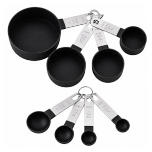 Conjunto de Xícaras Medidoras em Plástico Preto Baker's Secret - 8 Peças