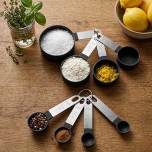Conjunto de Xícaras Medidoras em Plástico Preto Baker's Secret - 8 Peças