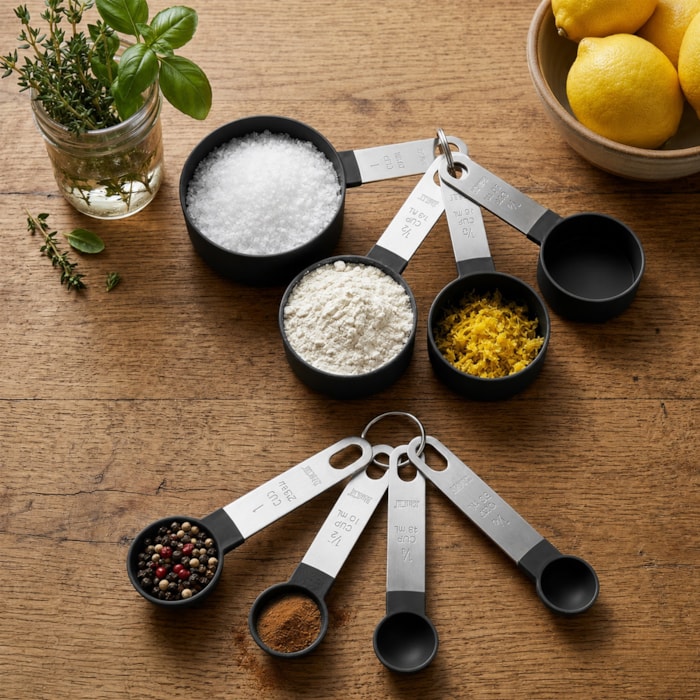 Conjunto de Xícaras Medidoras em Plástico Preto Baker's Secret - 8 Peças - Madel Home