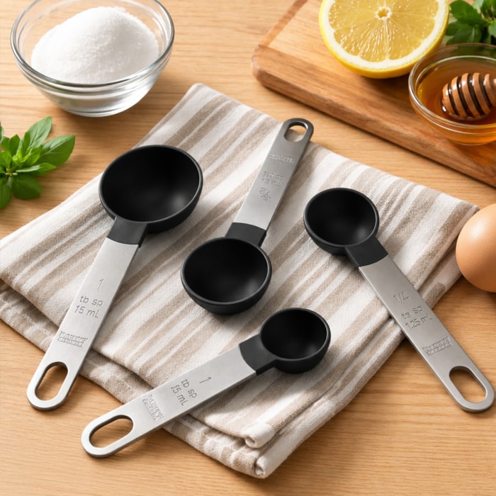 Conjunto de Xícaras Medidoras em Plástico Preto Baker's Secret - 8 Peças - Madel Home