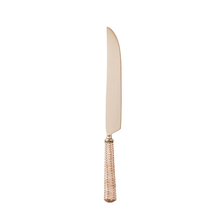 Conjunto Faca e Garfo em Inox com Cabo Rattan para Assados Dourado Wolff - 2 Peças - Madel Home
