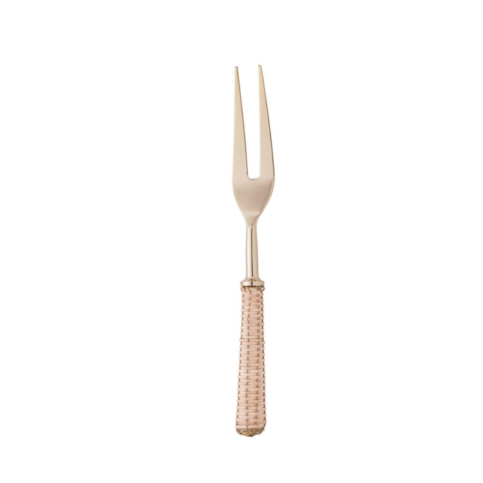 Conjunto Faca e Garfo em Inox com Cabo Rattan para Assados Dourado Wolff - 2 Peças - Madel Home