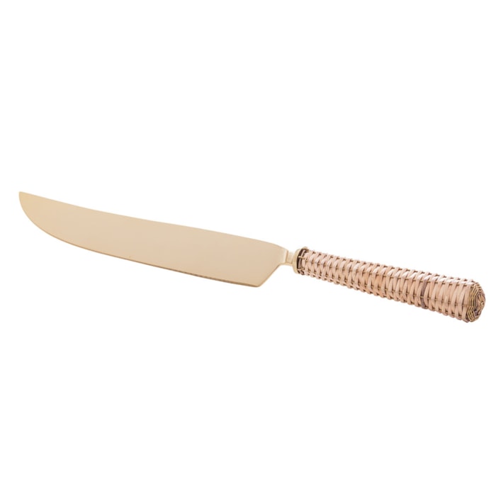 Conjunto Faca e Garfo em Inox com Cabo Rattan para Assados Dourado Wolff - 2 Peças - Madel Home