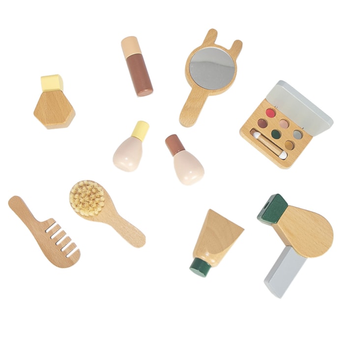 Conjunto Maquiagem Infantil em Madeira - Brinquedo 11 Peças - Madel Home