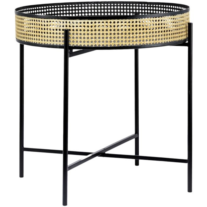 Conjunto Mesa Lateral Redonda em Metal Preto e Dourado - 2 Peças - Madel Home