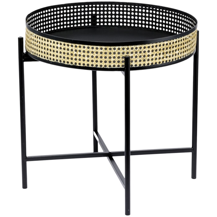Conjunto Mesa Lateral Redonda em Metal Preto e Dourado - 2 Peças - Madel Home