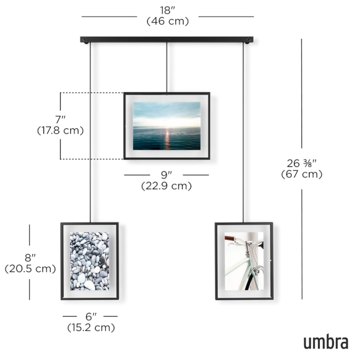 Conjunto Porta Retrato Exhibit Metal Preto Umbra - 67cm - Madel Home