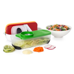 Conjunto Ralador e Espiralizador Culinário em Plástico Branco Oxo - 7 Peças