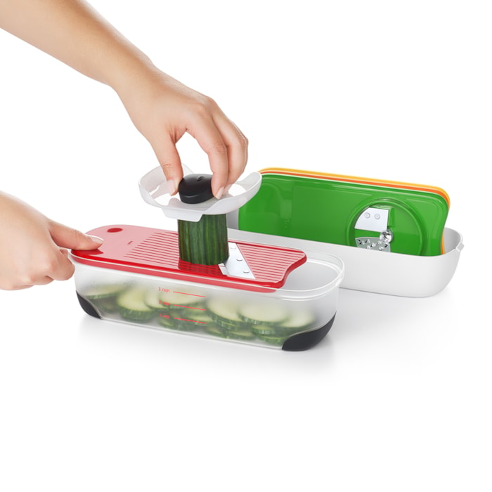 Conjunto Ralador e Espiralizador Culinário em Plástico Branco Oxo - 7 Peças - Madel Home