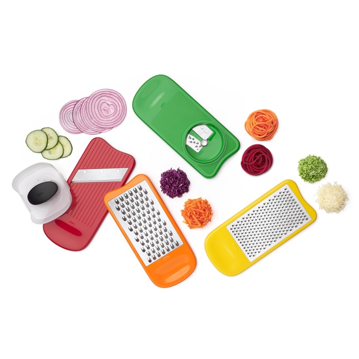 Conjunto Ralador e Espiralizador Culinário em Plástico Branco Oxo - 7 Peças - Madel Home