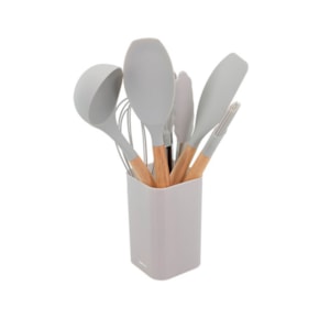 Conjunto Utensílios de Cozinha Dulcet em Silicone Cinza - 7 Peças