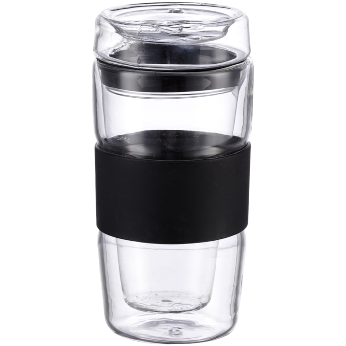 Copo Borossilicato Incolor e Preto - 350ml - Madel Home
