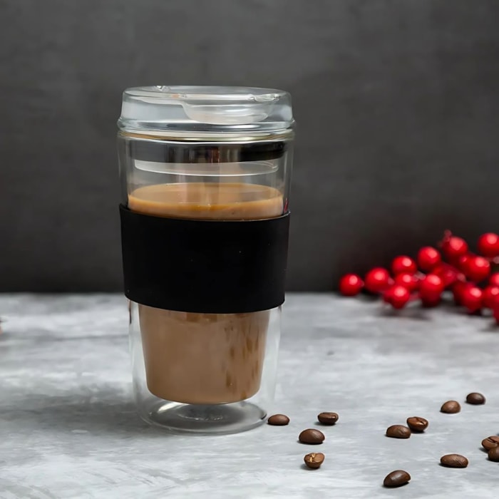 Copo Borossilicato Incolor e Preto - 350ml - Madel Home