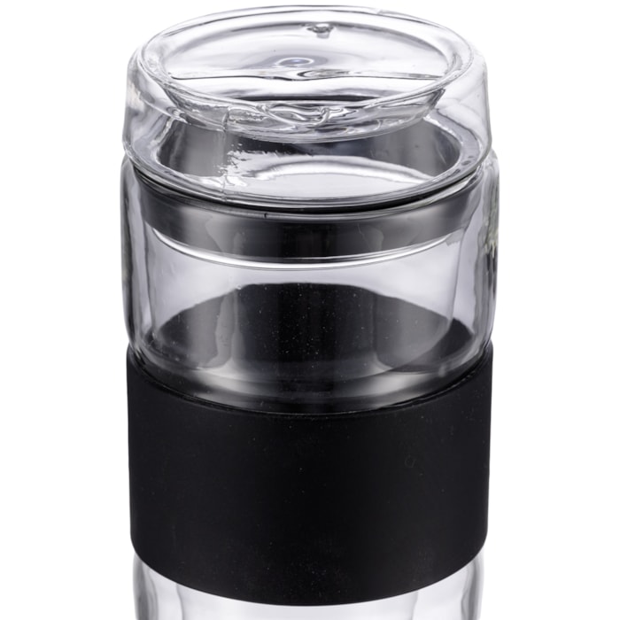 Copo Borossilicato Incolor e Preto - 350ml - Madel Home